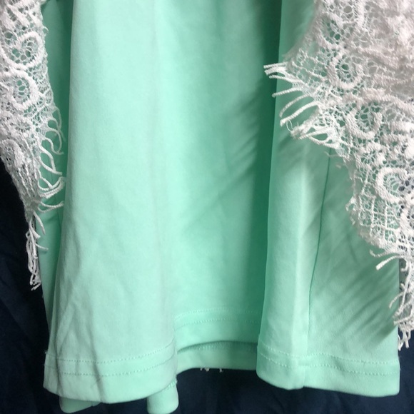 Lacey open knit Easter dress mint green white overlay sz 16 - Picture 15 of 15